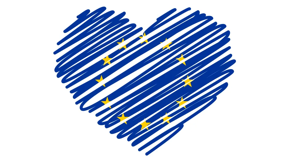 Europaflagge als Herzform